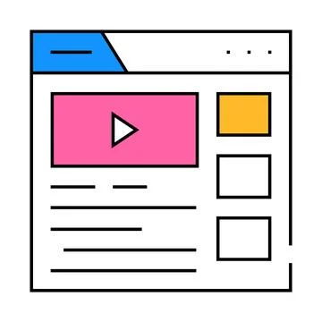 Video clip seo optimization icon color illustration Stock Illustration