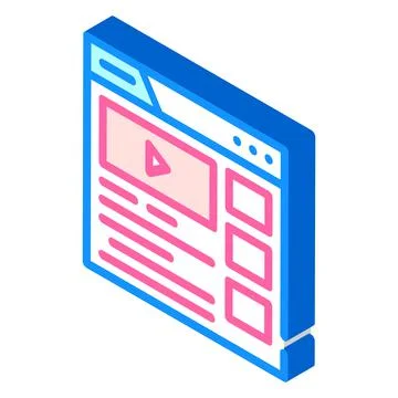 Video clip seo optimization isometric icon vector illustration Stock Illustration