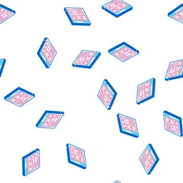 Video clip seo optimization isometric icon seamless pattern Stock Illustration