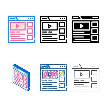 Video clip seo styleset optimization color icon vector Stock Illustration