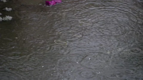 Video clip of water drops falling on floor in rainy season Video stock 272194464