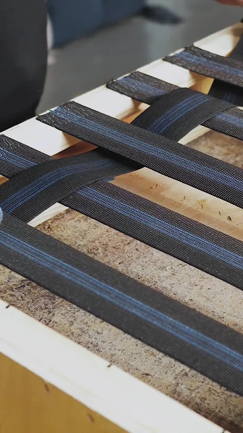 Video clip. Worker making sofa at furniture factory. Business and production Stock Footage 315882893