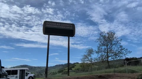 Video close-up of Douglas County Fairgrounds and Museum Complex sign Stock Footage 335085861