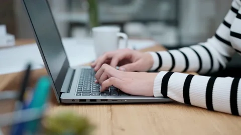 Video of close up of hands of architect engineer woman working with laptop .. Video stock 240082669