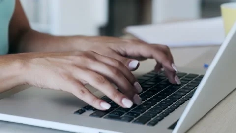 Video of close-up of hands of elegant young business woman working with her l Stock Footage 153254001