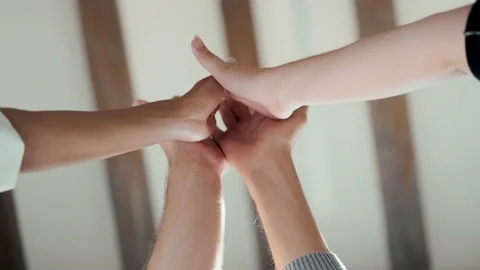 Video of close up of hands of successful smart business team celebrating good Stock Footage 172014334