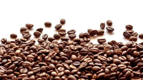 Video coffee beans isolation white background beautiful Stock Footage 172385854