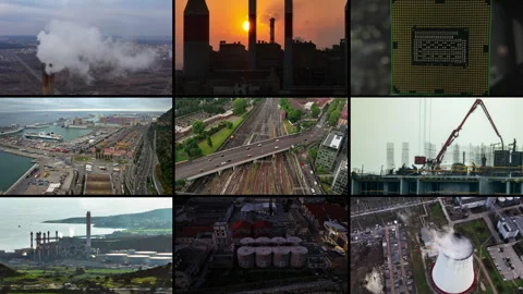 Video collage of global warming: power plants, CO2 emissions Stock Footage 307077340