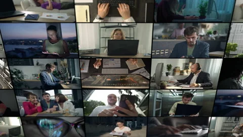 Video collage of work in the home office. Stock Footage 307075264