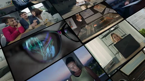 Video collage of work in the home office. Stock Footage 307077809