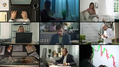 Video collage of work in the home office. Stock Footage 307077850