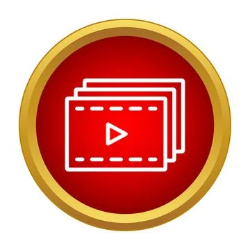 Video collection with play button in red circle icon Stock Illustration