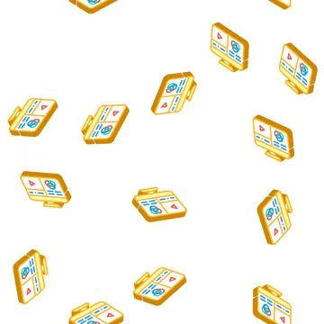 Video color correction isometric icon seamless pattern Stock Illustration