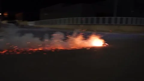Video of combustion and explosions with flashes of fire,sparks,fire pitard Stock Footage 255327016