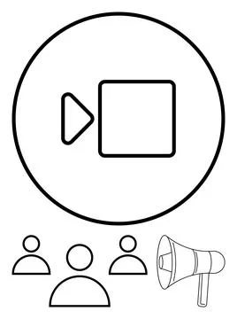 Video Communication with Team Collaboration and Announcement Concept Stock Illustration