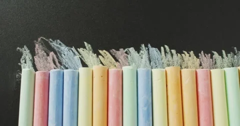 Video of composition with colorful pastels on back surface Stock Footage 331358416