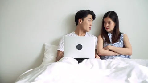 Video conference in bed. Stock Footage 100438699