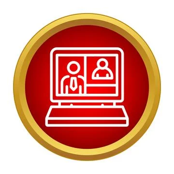 Video conference call on computer screen icon Illustrazione stock