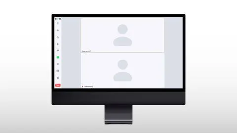 Video conference call interface vector template. online communication computer イラスト素材