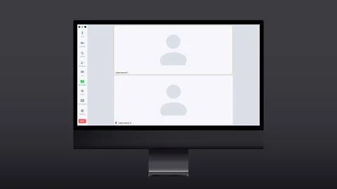 Video conference call interface vector template. online communication computer Stock Illustration