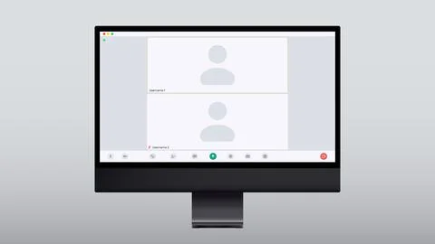 Video conference call interface vector template. online communication computer Stock Illustration