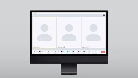 Video conference call interface vector template. online communication computer イラスト素材