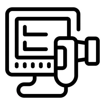 Video conference call using desktop computer icon Stock Illustration