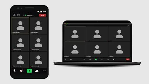 Video conference calls window overlay. Online conference meeting. Videocall Illustrazione stock