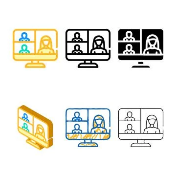 Video conference computer software color icon vector mix Stock Illustration