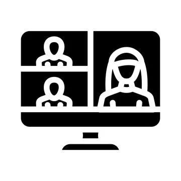 Video conference computer software glyph icon vector illustration Stock Illustration