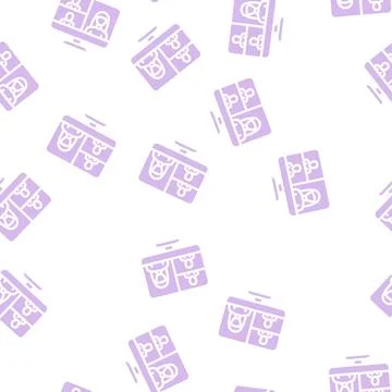 Video conference computer software glyph vector seamless pattern Stock Illustration