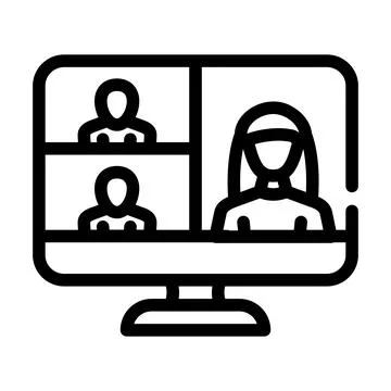 Video conference computer software line icon vector illustration Stock-Illustration