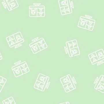 Video conference computer software line vector seamless pattern Stock Illustration