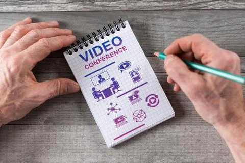 Video conference concept on a notepad Stock Photos