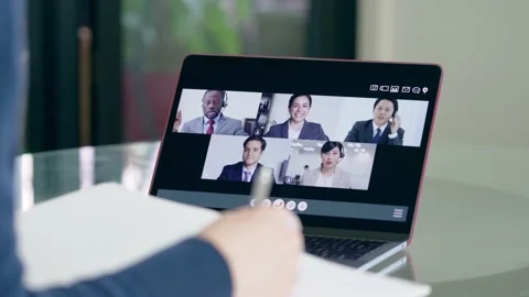 Video conference concept. Web meeting.  Telemeeting. Webinar. Stock Footage 148405053