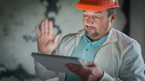 Video Conference From The Construction Site. Stock Footage 30441818