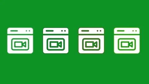 Video conference icons changing size on green screen background for digital.. 스톡 동영상 346499134