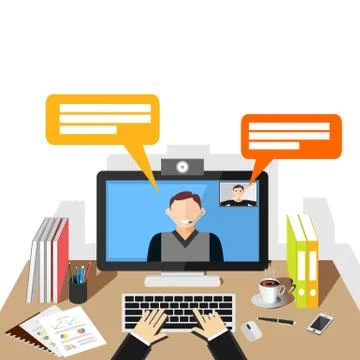 Video conference illustration. flat design. Video call. Stock Illustration