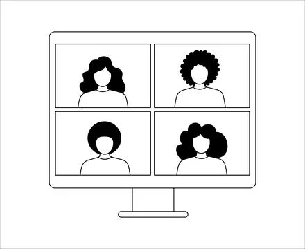 Video conference. Illustration with people in flat style イラスト素材
