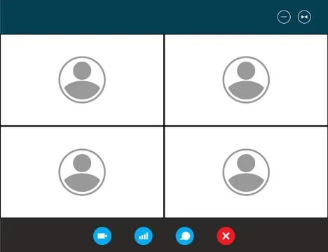 Video conference interface, live video chat screen, vector illustration Illustrazione stock