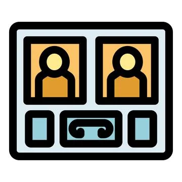 Video conference interface showing two participants and control buttons Stock Illustration
