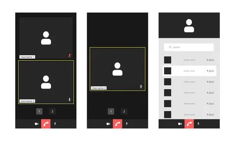 Video conference mobile user interface with chat, video conference calls window Illustrazione stock