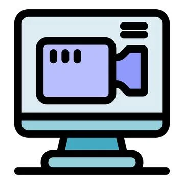 Video conference streaming live on computer monitor Stock Illustration