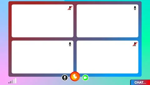 Video conference template with four blank screen placeholders for participa.. Stock Illustration