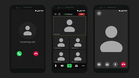 Video conference user interface. Application for calls. Zoom Interface Template Illustrazione stock