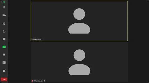 Video conference user interface. Application for calls. Video conferencing Illustrazione stock