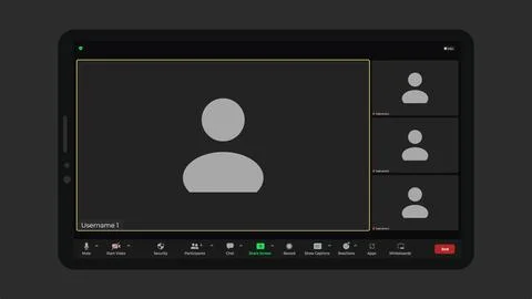 Video conference user interface. Application for social communication. Call Stock Illustration