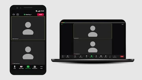 Video conference user interface. Application for social communication. Video Illustrazione stock
