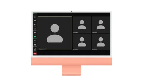 Video conference user interface, Five users. Video conference calls window Stock Illustration