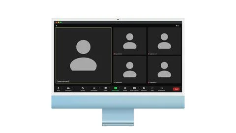 Video conference user interface, Five users. Video conference calls window Illustrazione stock
